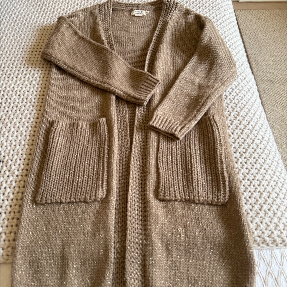 Anthropologie Molly Bracken Camel/ Taupe Open-Front Cardigan XS - Picture 2 of 4
